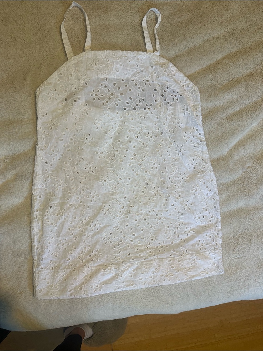 White Eyelet Spaghetti Strap Dress